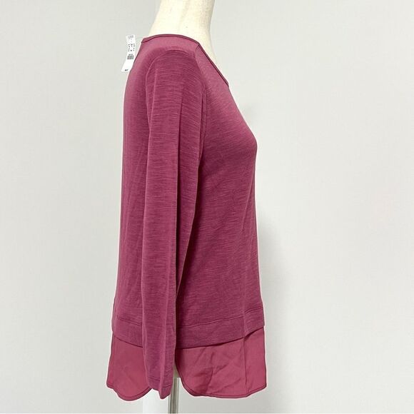 NWT J. Crew Mercantile Slub Knit Long Sleeve Top Blouse Silky Hem XS Rose Mauve - Picture 4 of 10